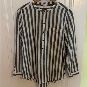 Lucky Brand Navy Blue and White Striped Shirt
